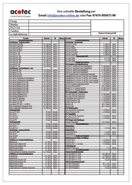 Bestellformular acotec GmbH